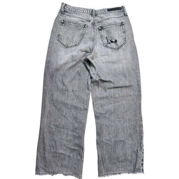 Wide Straight Leg Jeans Size 5 100% Cotton Grunge Rocker Y2K Style Women's Denim - Picture 2 of 3